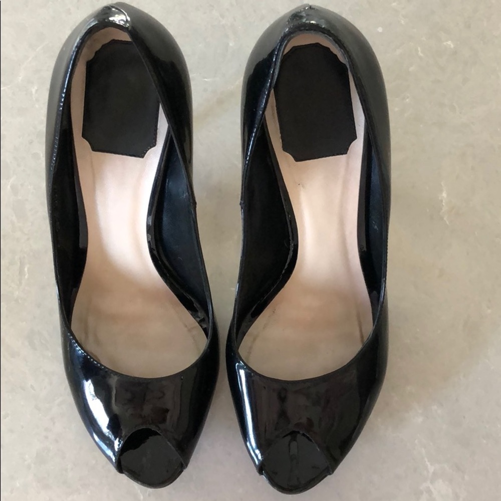 Dior classic black peep toe pumps 100% authentic.